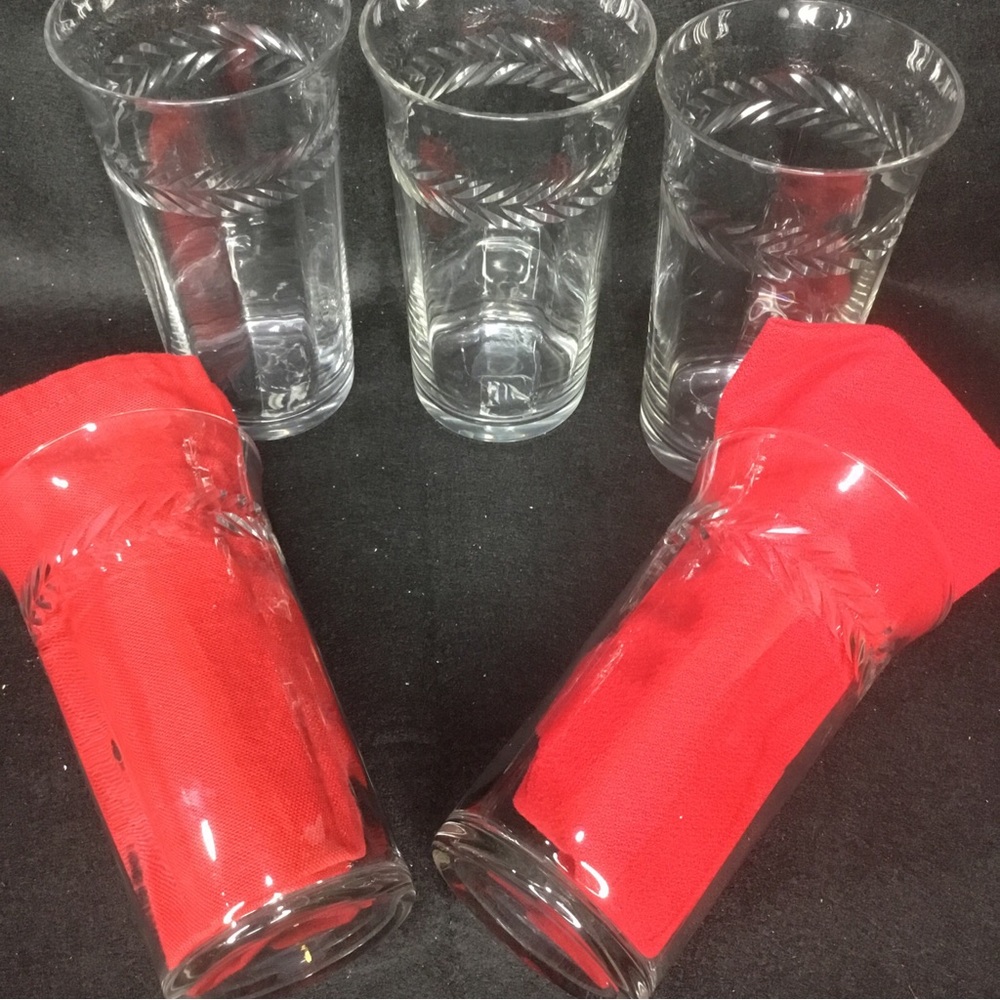 Laurel Wreath by Seneca Crystal Set of 4 Stemmed Water Goblet Glasses 6.5” VTG